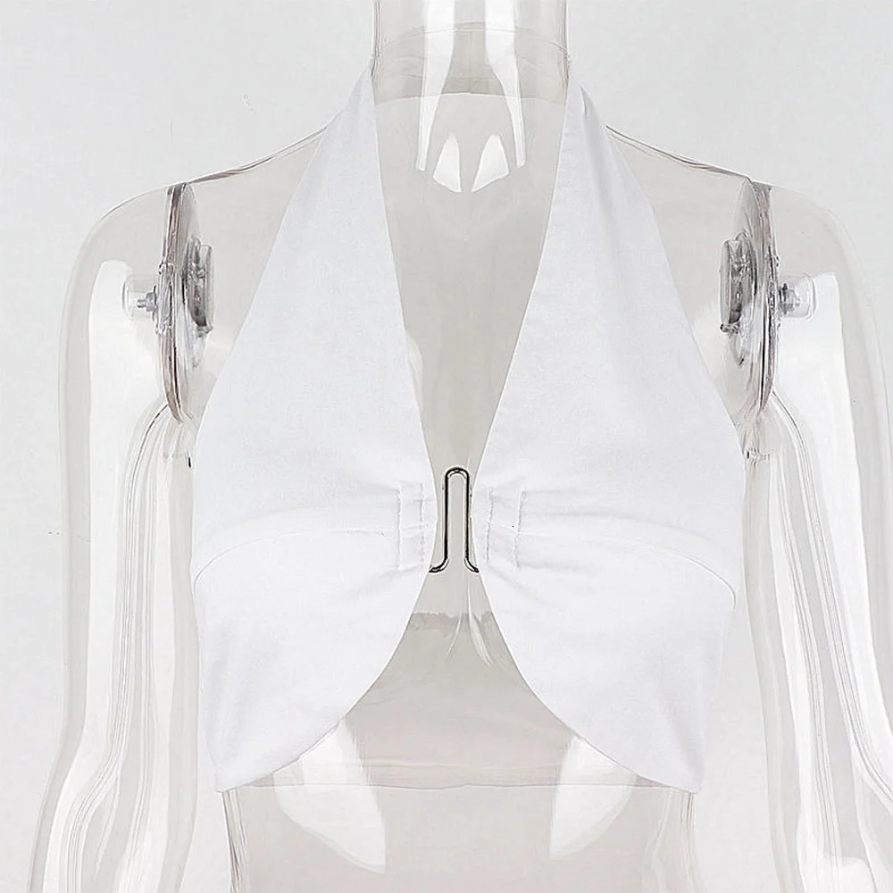 FZCSPEED Womens Sexy Halterneck Top Strapless Open Back Crop Top Slim Fit Elegant Crop Top 250116