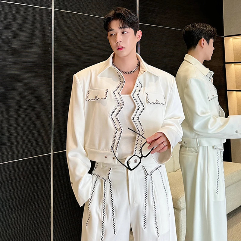 LUZHEN Wave y Short Jacket Set Casual Personalized Handsome Korean Elegance Men Clothing Fashion Pants Two Piece LZ5931 250108