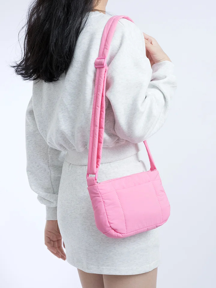 MABULA Pink Messenger Puffer Bag Quilting Sling Cross Body Small Fashion Women Shoulder Padded Pack 250120