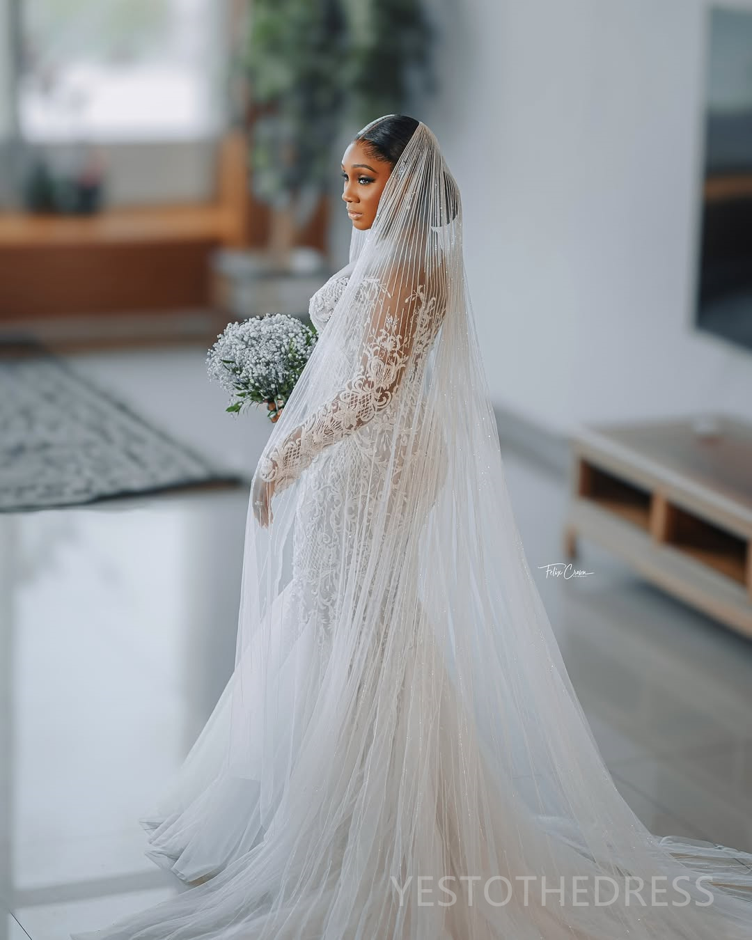 2025 Plus Size Aso Ebi Mermaid Wedding Dress Bridal Gowns Illusion Sheer Neck Long Sleeves Beaded Lace Tulle Dress For African Arabic Nigeria Black Wo