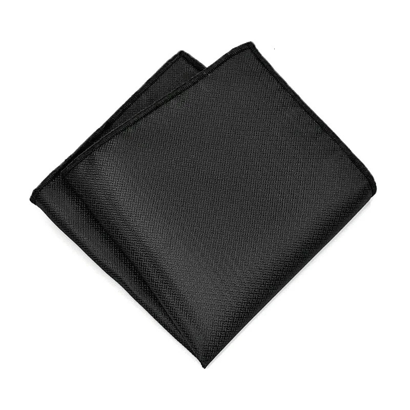 Elegant Solid Color Dark Patterned Pocket Square Mens Gentleman Formal Black Handkerchief Business Wedding Party Suit Hanky 250114