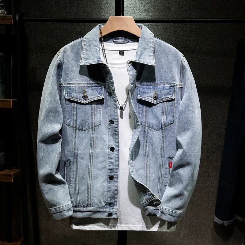 Men Denim Coats Thick Jackets Turn Down Collar Full Sleeve Jacket Single Breasted Slim Fit Regular Casual Coat Autumn Winter 250207