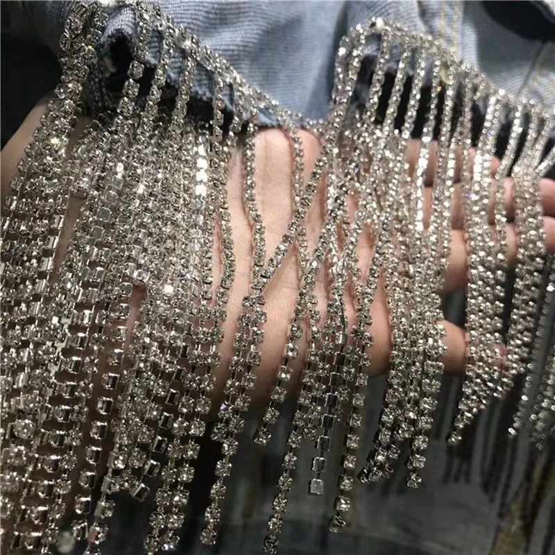 Spring Autumn Heavy Industry Rhinestone Tassel Denim Jacket Women Outwear Fashion Loose Fried Street Jeans Jacket Short Tops 250122