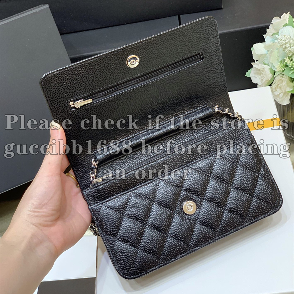 12A Definite Mirror Quality Designer Crossbody Bag Mini Bags for Women Wallet On Chain Bag 19cm Luxury Handbags Caviar Lambskin Purse Black Quilted Shoulder Bag
