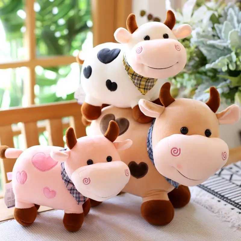 Cartoon cute soft cow toy Kaii girl cotton plush doll filling him decoration Y250208 Y260128