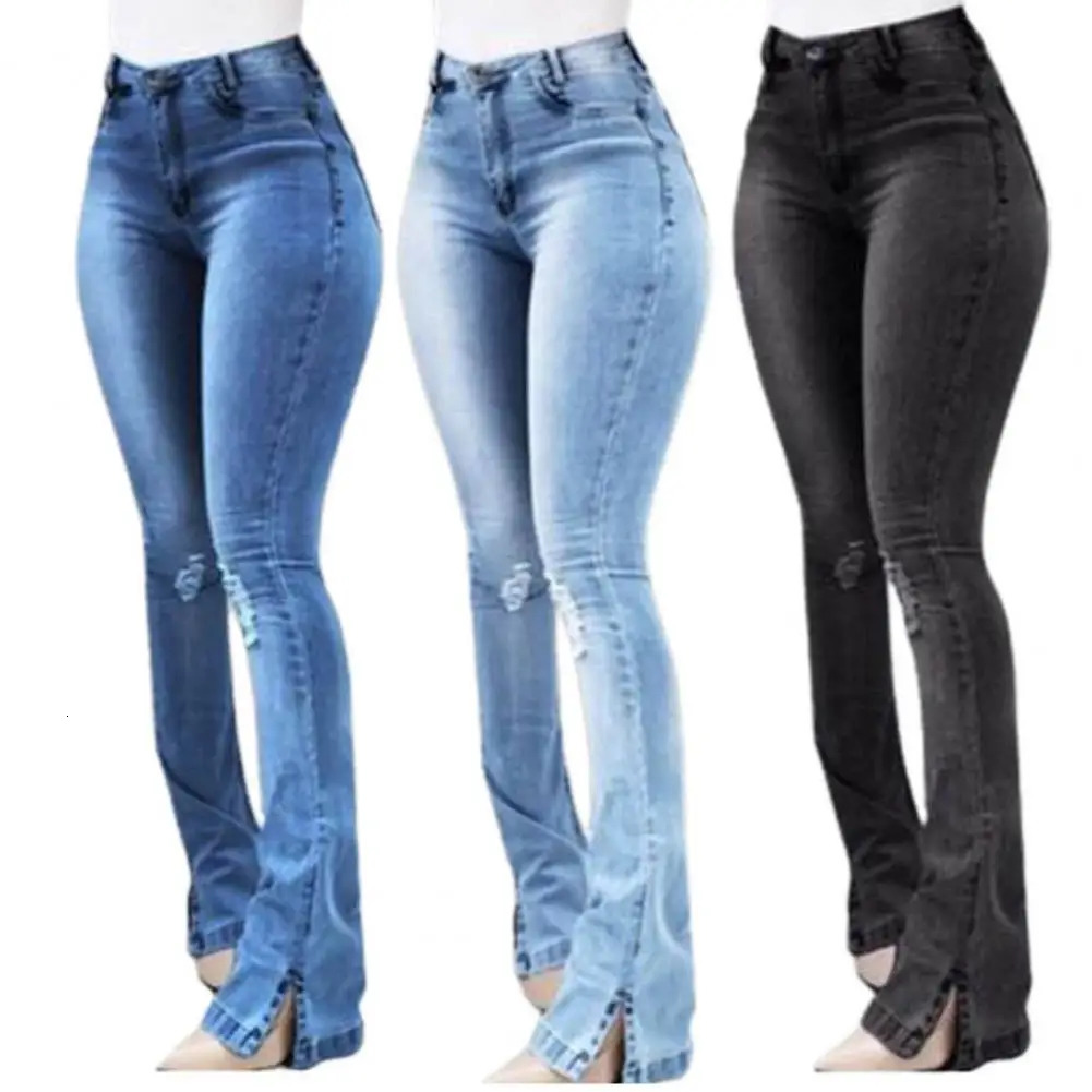 Fall Women High Waist Boot Cut Jeans Fashion Slim Denim Flared Pants Street Casual Trousers S-3XL Drop 250206