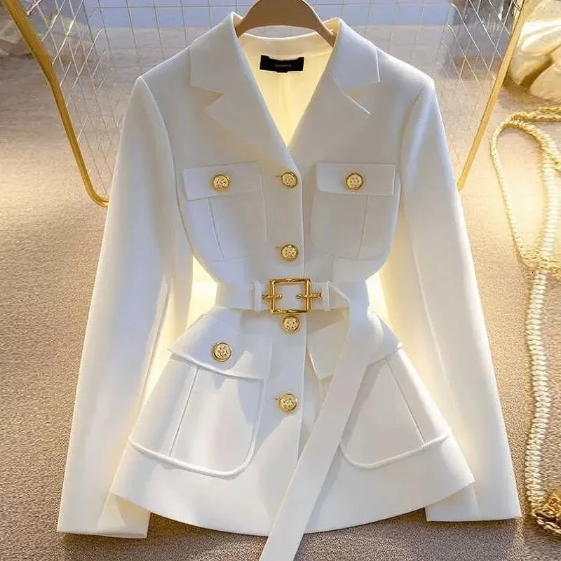 Womens Suit Jacket 2025 Spring Autumn High-End Temperament Ladies Blazer Coat Korean Version Fashion Versatile Lady Outerwear 250208