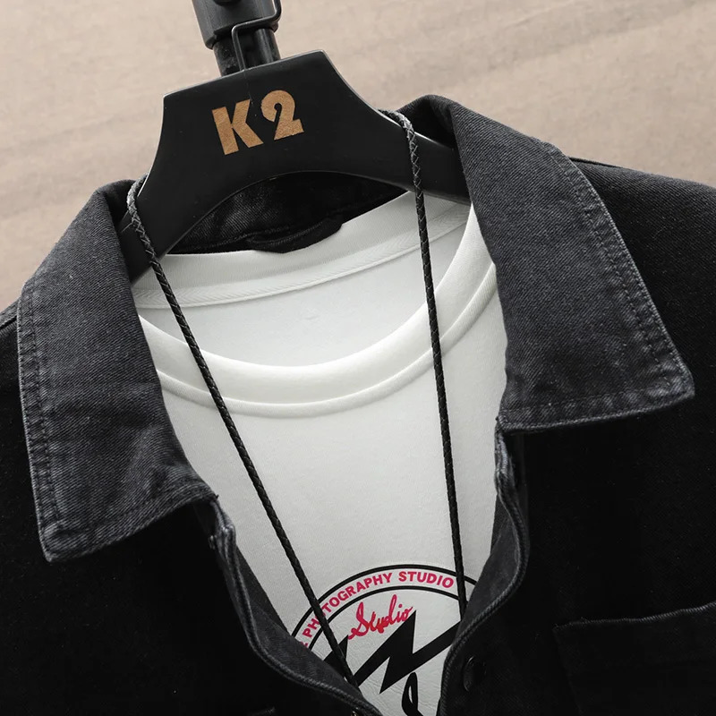 Spring Autumn Mens Cotton Hooded Denim Jackets Casual Loose Jeans Shirts Streetwear Cowboy Coats Youth Tops Clothing 250207