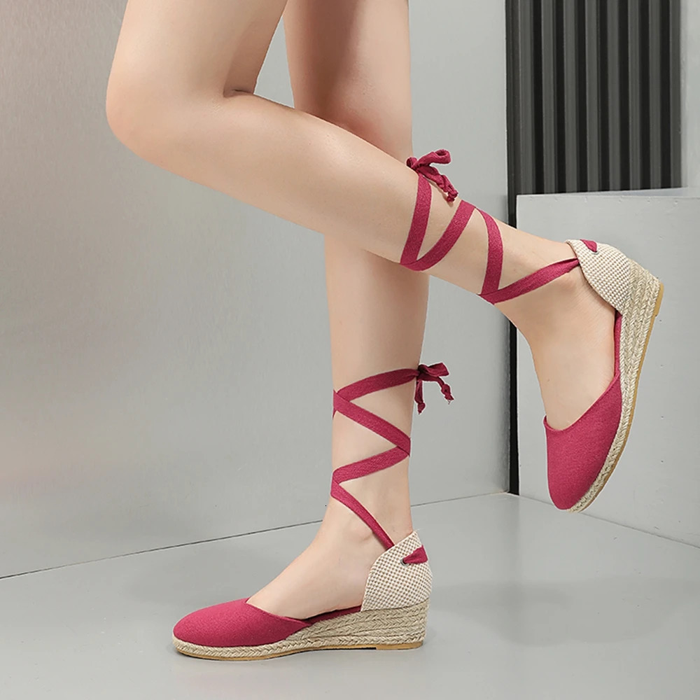 COSYSUSY Wedges Shoes Slip on Closed Toe Espadrille Platform Women Sandals 2024 Summer Sandalias De Mujer Zapato 250118