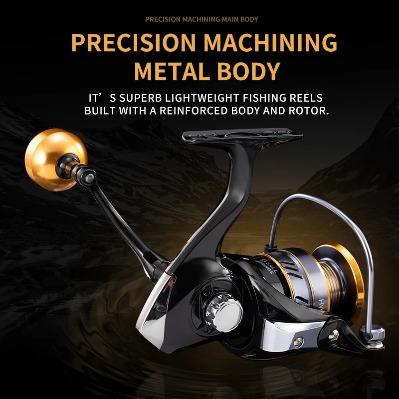 Rooblinos HM Fishing Reel All Metal Spool 8KG Max Drag Stainless Steel Handle Saltwater Freshwater Spinning 250207