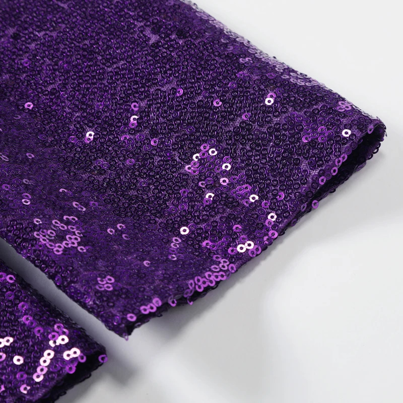 Shiny Purple Sequin Glitter Embellished Tuxedo Suit Jacket Men One Button Shawl Collar Night Club Stage Wedding Costume 250208Z