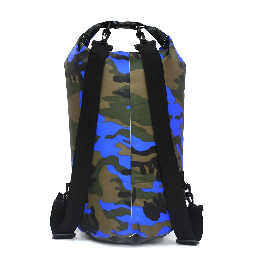 2510152030L Outdoor Camouflage Waterproof Portable Rafting Diving Dry Bag Sack PVC Coated Swimming Bags for River Trekking 250207