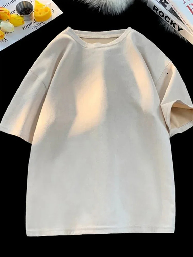 Suede T-shirt Fashion Hip Hop Streetwear Anti-wrinkle Short Sleeve Suede T Shirt Men Women Loose Harajuku Summer Casual Tee Top 250208