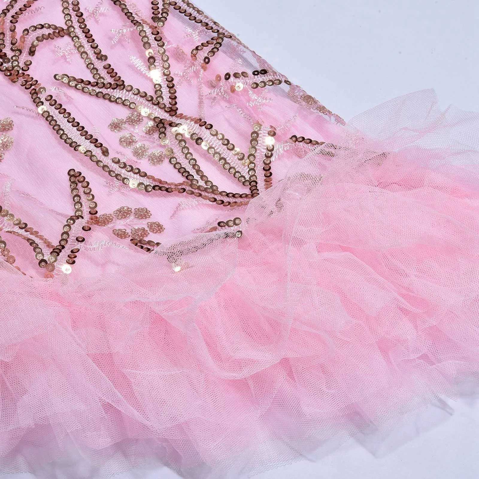 Womens Dp V-Neck Prom Dress Female Evening Gowns All Sequined Glitter Ruffles Split Maxi Dress Puffy Party Dress W250208