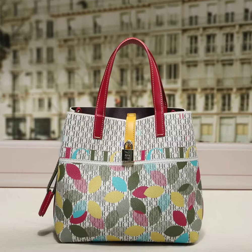 New Unique Large Capacity Women's Bucket Shoulder Bag Classic Retro Exquisite Print Style Multi Purpose