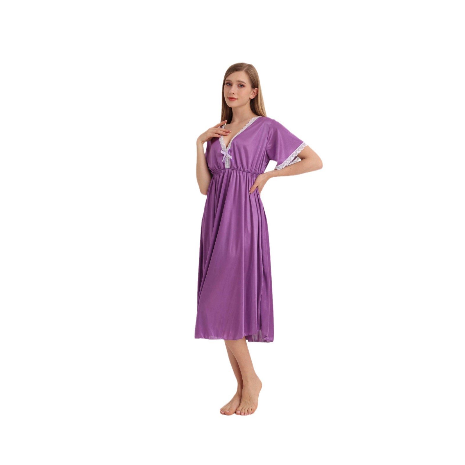 B678-Pad-padded pajamas for women in spring and autumn, thin modal floral print, sexy floral short-sleeved two-piece suit