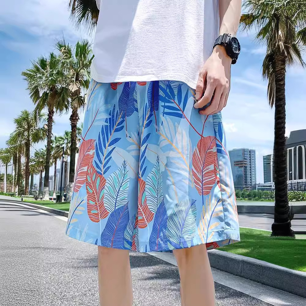 Hawaiian Men's Summer Outdoor Beach Pants Couple Quick Drying Shorts Fashion Designer Ice Silk Pants