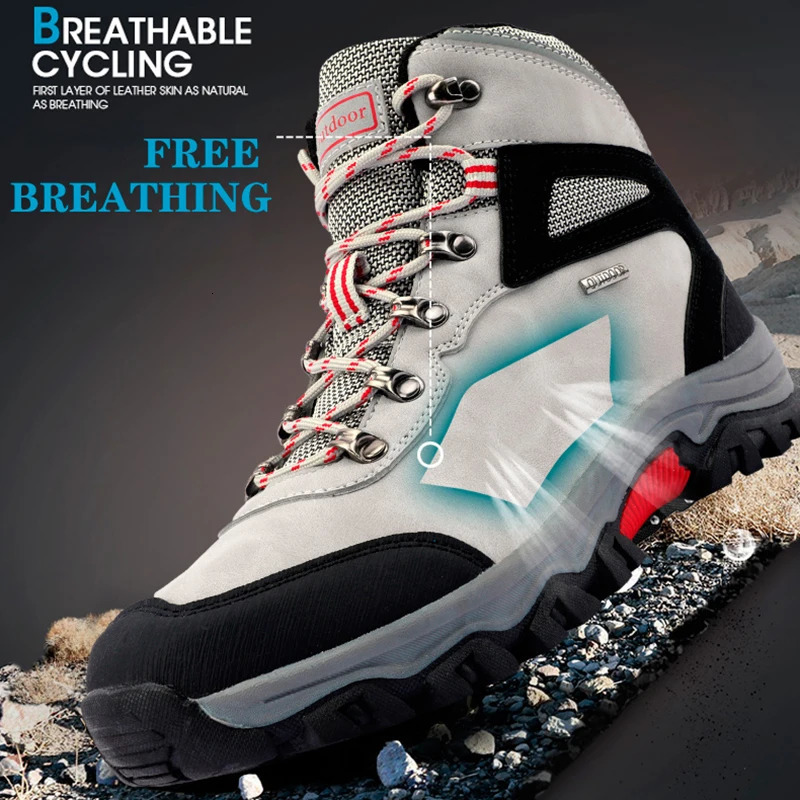 Outdoor Waterproof Hiking Boots Men Winter Walking Climbing Mountain Sport Boots Outdoor Wear-Resistant Non Slip Cycling Sneaker 250208