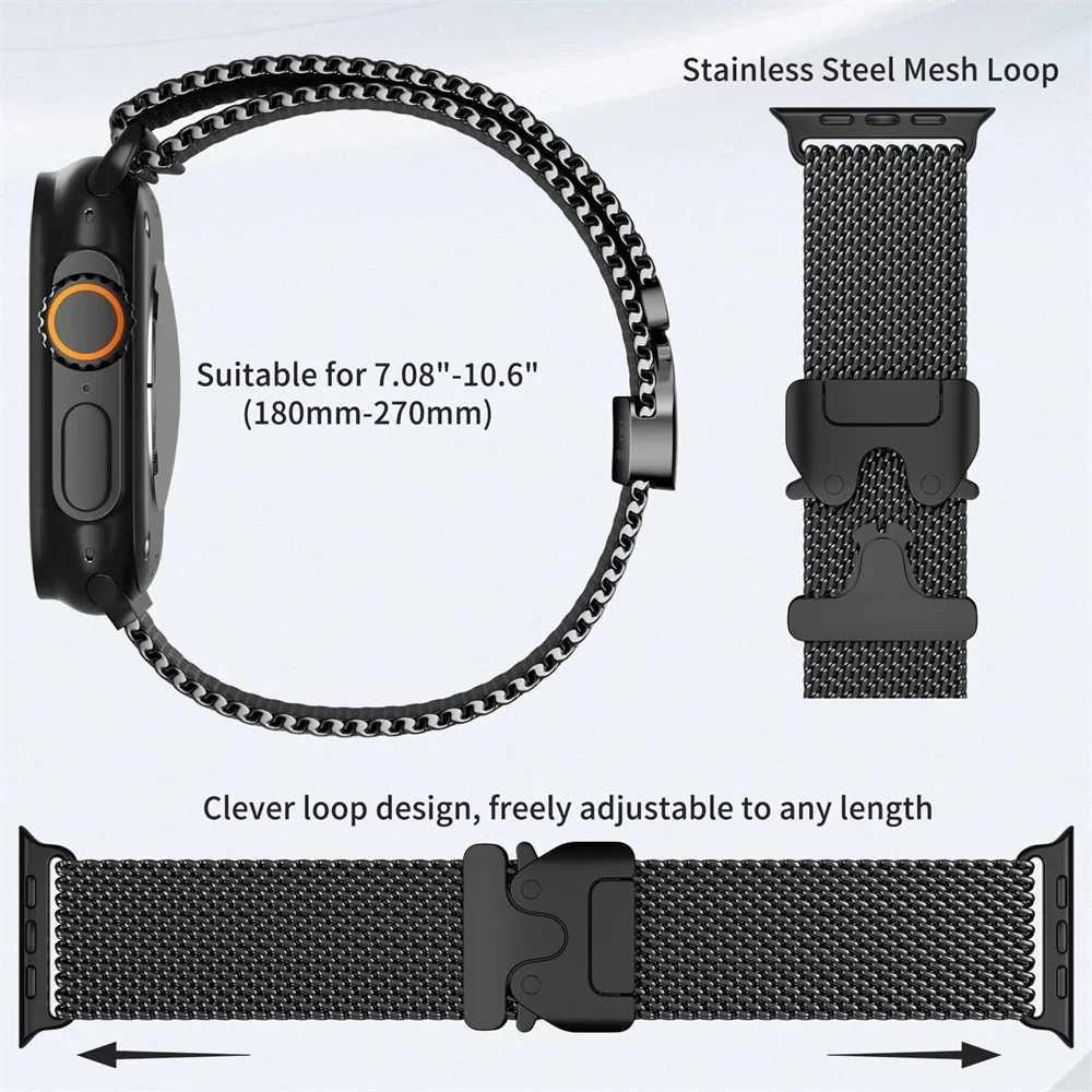 Titanium Milanese Loop For ple Ultra 2 49mm Series 10 9 8 7 6 5 4 SE 46mm 42mm 41mm 45mm 44mm 38-40mm Strs AccoriesXJ250208
