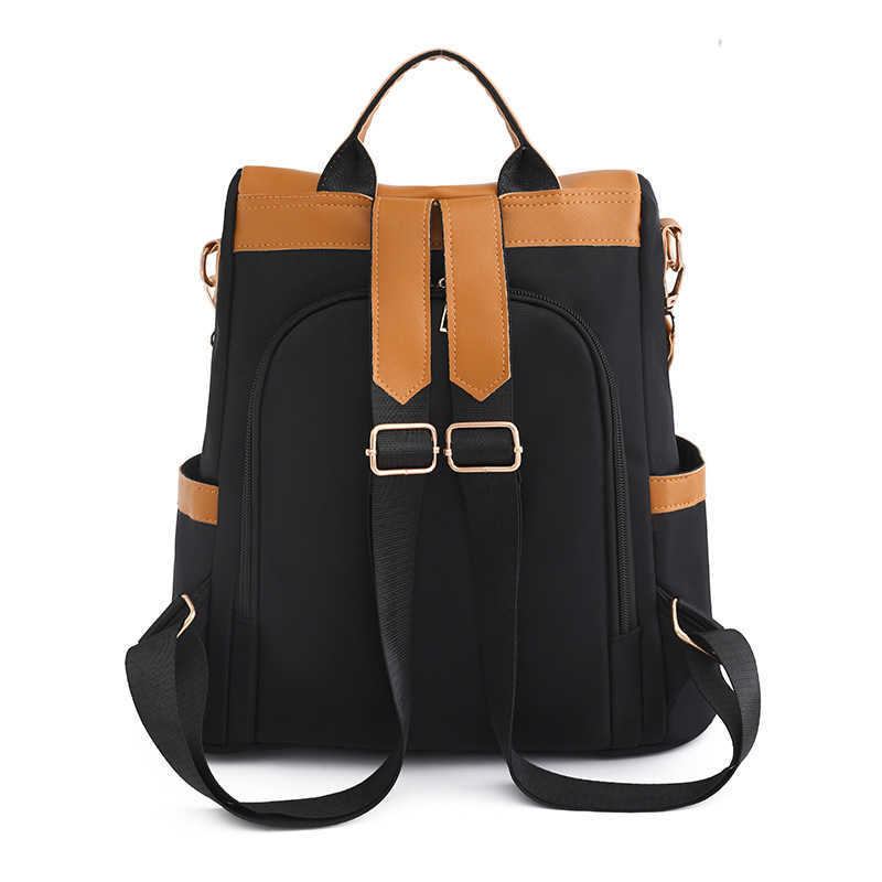 Womens Backpack Fashion Contrasting Color Outdoor Travel Backpack Oxford Cloth Dual Use Leisure Backpack Womens Bag