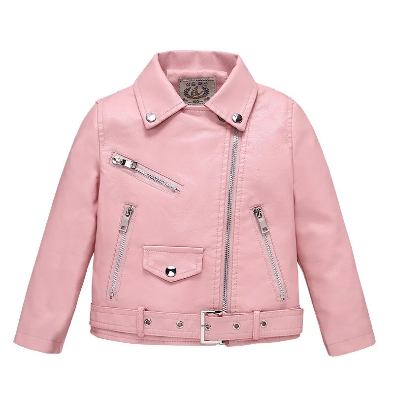 Childrens Leather Jackets Spring Autumn Girls Zipper PU Leather Jacket Fashion Toddler Kids Motor Coat XMP13 250117
