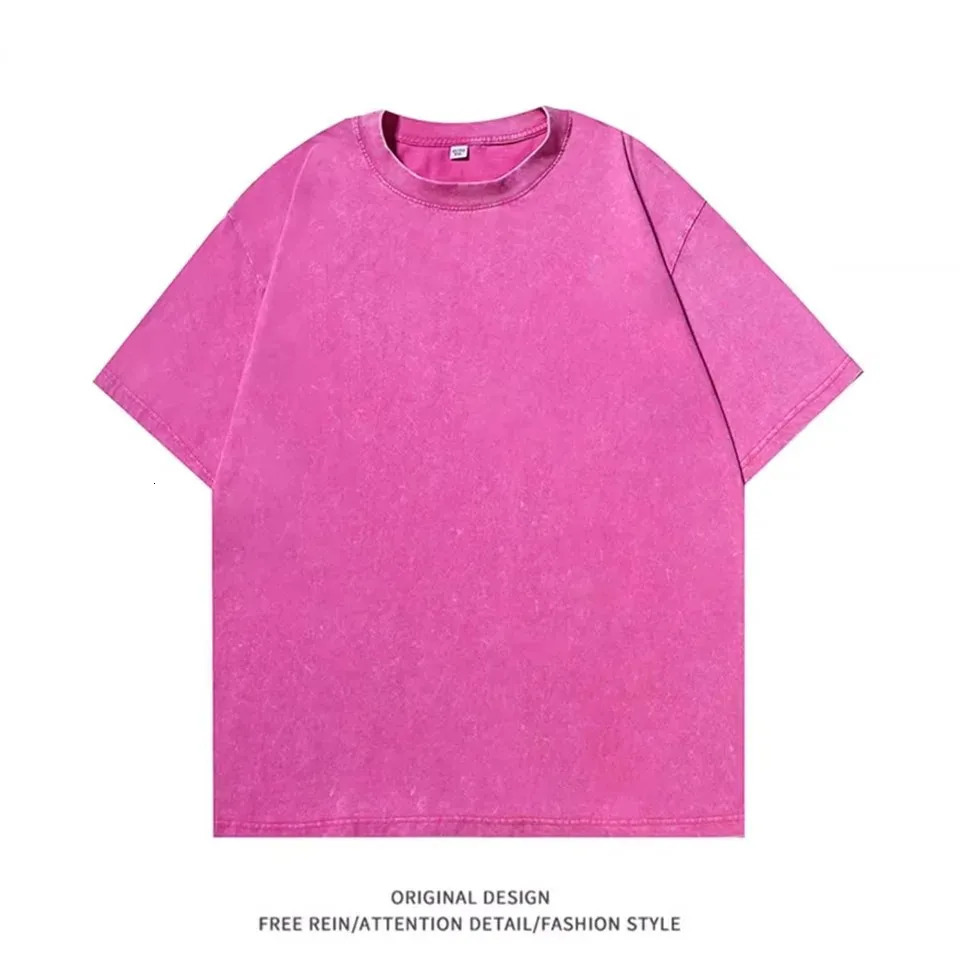 Laundry retro mens T-shirt street hip-hop retro punk T-shirt Harajuku casual cotton short sleeved pickled T-shirt top 250207