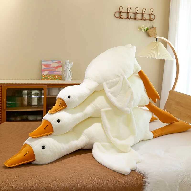 90-190cm Lovely White Throw Plush Toy Big Goose Doll Sleep on Bed Birthday Gift Girl Envio Gratis Stuffed Toys Free shipping