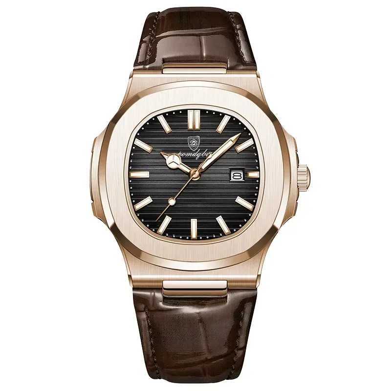 Fashion Business Luminous Calendar Quartz Watch 30MI Waterproof Leather Strap Wirstwatch Men Students Clocks Relogios Z250207