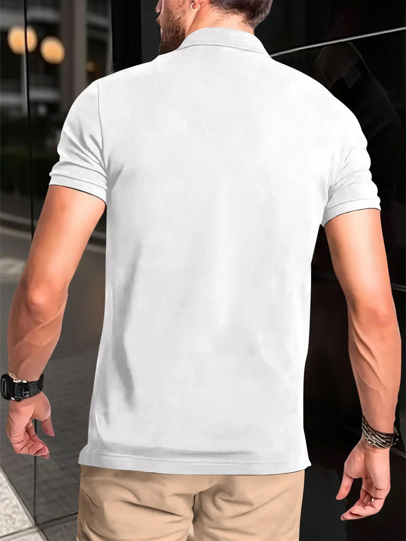 Summer Mens Solid Color Polo Shirt Short Sleeve Lapel Button Tshirts for Men Casual Streetwear Lightweight Jogging Tops 250207