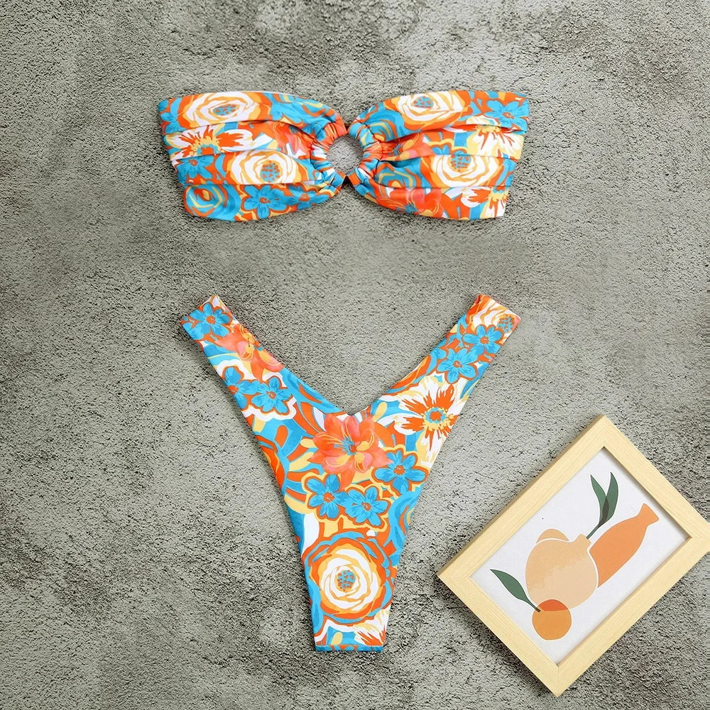Micro Bikini Push Up Women Swimsuits 2024 Sexy Female Swimwear Brazilian Set Thong Print Beachwear 250206