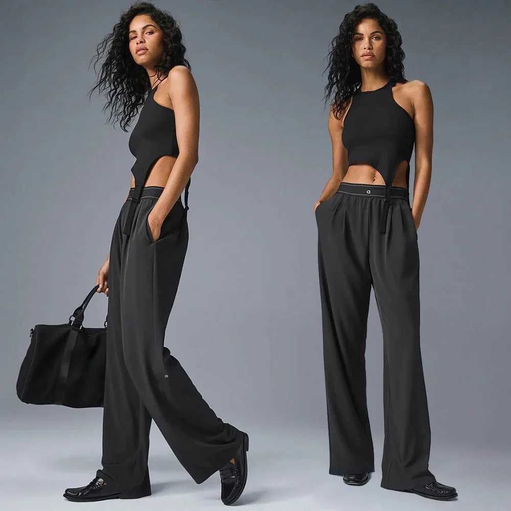 Yoga Outfit 2025 Pants Suit Up Trouser Sports Womens High Waisted Straight Leg Wide Casual Outdoor Comfortable Versatile H250207