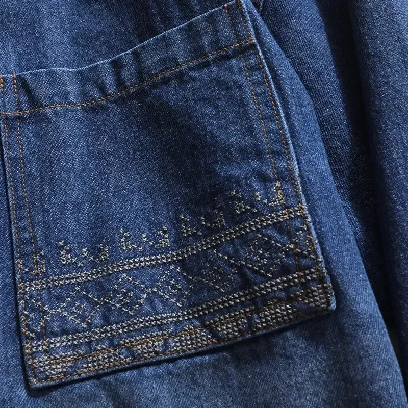 Men Spring and Autumn Trendy Denim Jacket with Embroidery Versatile Loose Casual Handsome From Japan South Korea 250207