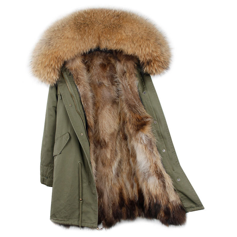 Plus size winter coat women's long real fur jacket women's thick natural leather collar parka coat