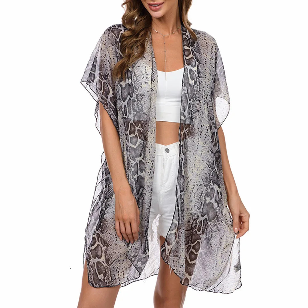 Womens top Bohemian loose floral cover beach swimsuit bikini kimono cardigan set 250208Z