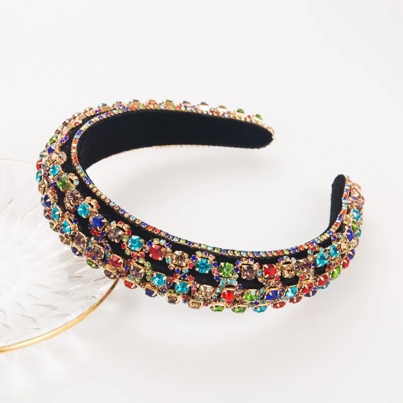 Hand Sewn Baroque Headbands Rhinestones Sponge Padded Hairbands Exquisite Wedding Brided Headpiece 250207