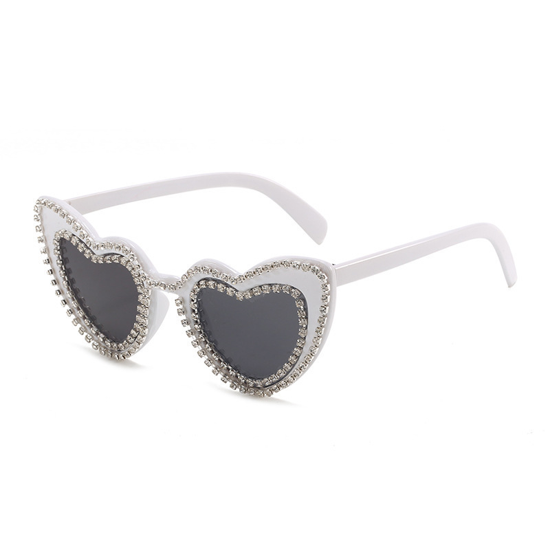 Stage Wear Dance Accessories Diamond-set sunglasses Peach heart cute sunglasses Hipster glasses