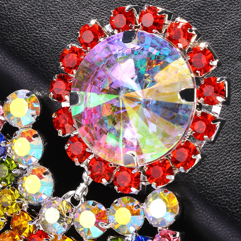 Women's Earrings 2PCS/LOT Bohemian Tassel Earrings Exaggerated Colored Rhinestone Personalized Earrings