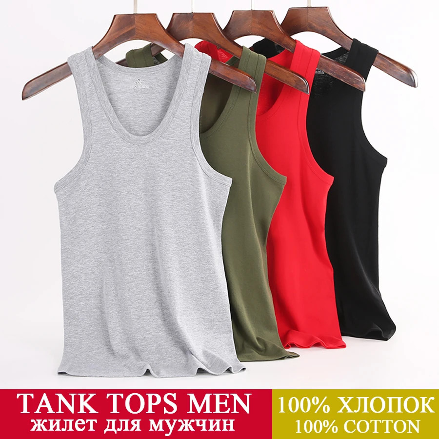 4 PCSLot Mens Tank Tops 100 Cotton Solid Vest Male Breathable Sleeveless Slim Casual Undershirt Men Gift Wholesale 250207