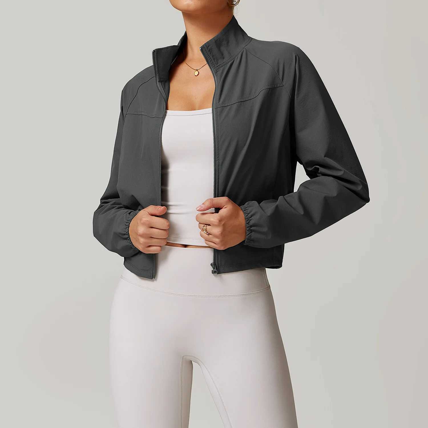Yoga Outfit Long Sleeve Pocket Sports Jacket Women Zip Fitness Shirt Gym Top Activewear Running Coats Workout Clothes Woman H250207