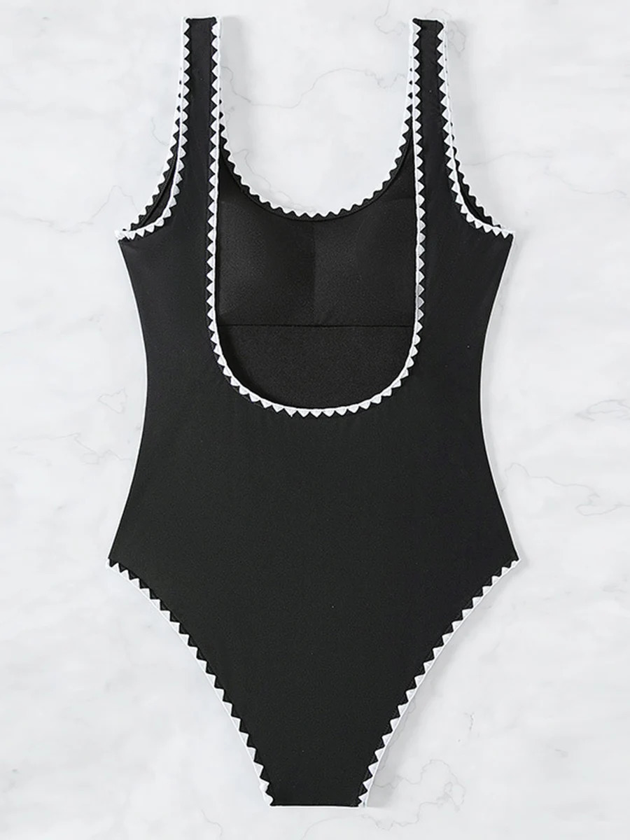 Black Swimsuit Women One Piece Solid Sexy Swimwear Female Bathers Bathing Swimming Swim Suit Beachwear 250206