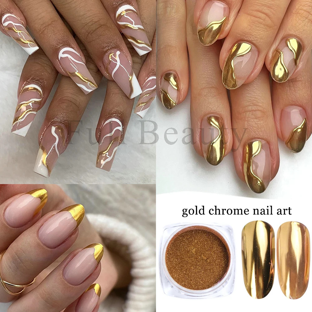 Chrome Nail Powder Gold Silver Pink Metallic Rub Dust Mirror Effect For Nails Chameleon Pigment Glitter Manicure Decor NTCASX 250115