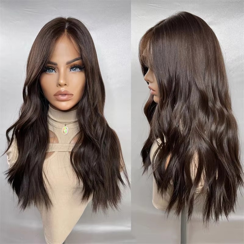 Long Dark Brown Body Wave hd full lace wig Glueless burnetter highlight balayage blonde ash Human Hair Wig With Baby Hair HD Lace European Hair Preplu