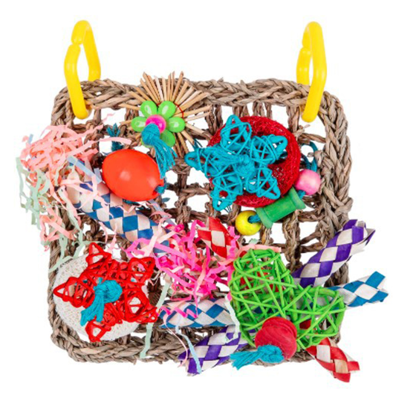 Parrot gnawing toy bird supplies grass net colorful woven tube loofah grass silk paper silk gnawing toy climbing