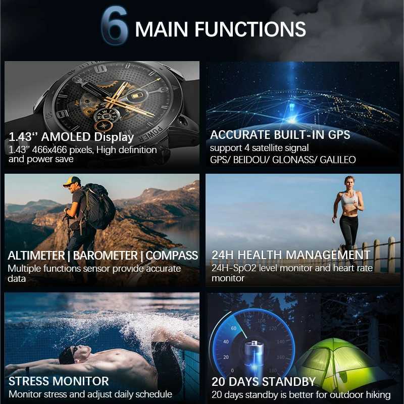 NORTH EDGE 2024 New GPS Watches Men Sport Smart Watch HD AMOLED Display 50M ATM Altimeter Barometer Compass Smartwatch for Men Z250207