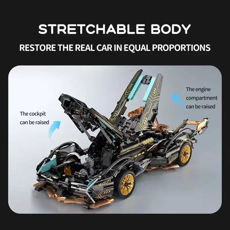 New 1 14 Concept Supercar Building Block Technology Model Racing Car 1280PCS Puzzle Assembled Building Block Toy Childrens GiftC250208