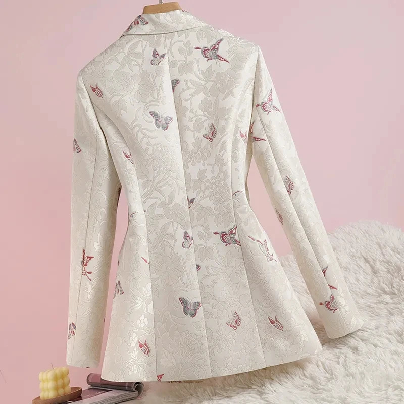 Elegant Business Lady Jacket Women Full Sleeve Work Blazer Female Casual Coat Print Blazer Women Clothing 250207