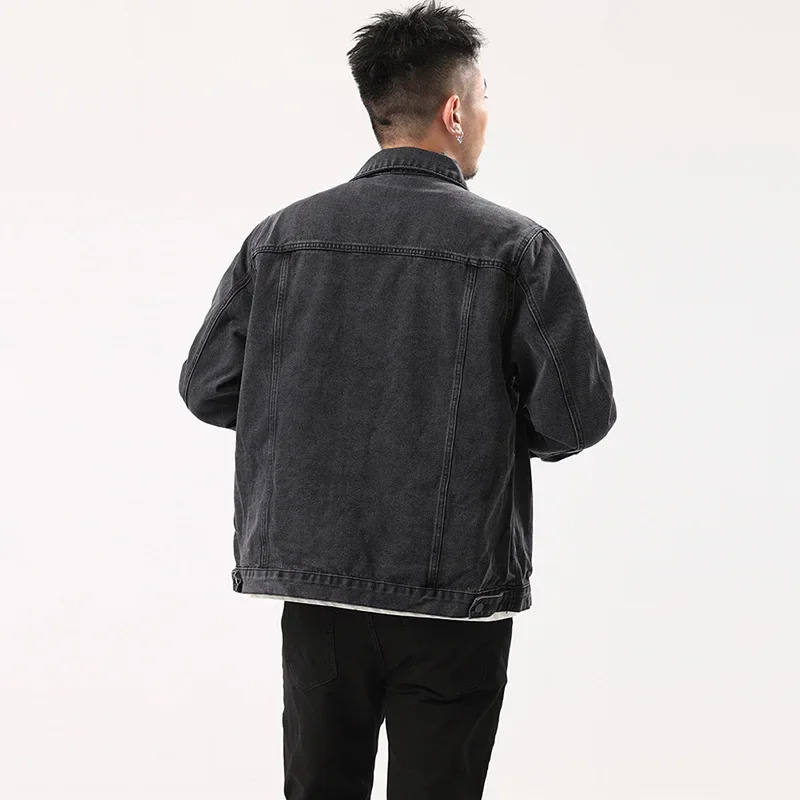 Jackets Men Denim Coats Turn Down Collar Full Sleeve Jacket Single Breasted Coat Casual Regular Simple Autumn Winter 250207