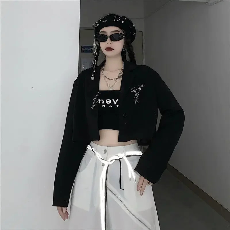 Cropped Blazers Womens er Chain Recess Hipsters S-3XL Youth Autumn Ulzzang Street Clothing Personalized Youth Y2k Coat 250207