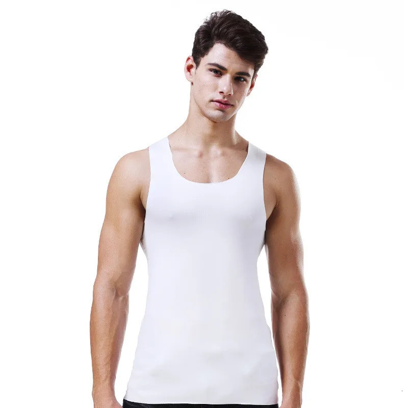 Mens Tank Tops Summer Men Vest Clothes Ice Silk Undershirt Male Solid Transparent O Neck Sleeveless Fitness Shirt Tee 250207
