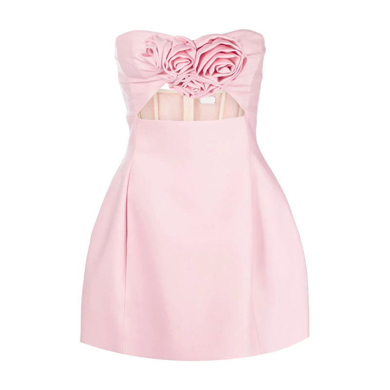 G3360 Women's Clothing Wholesale Women's Pink Rose Flower Wrap-around Party Bar Beach Dress